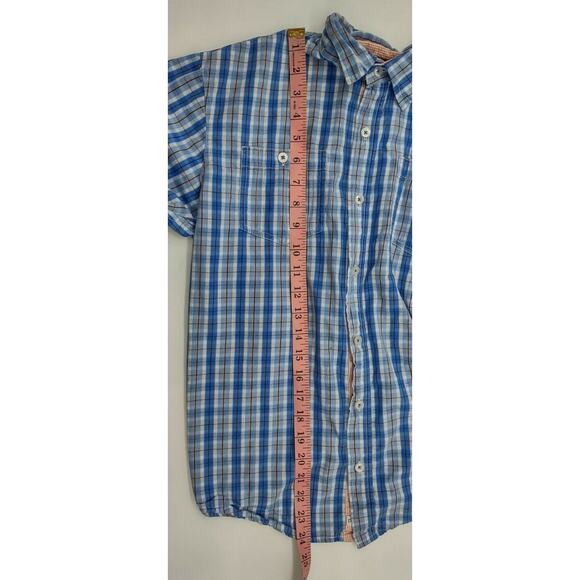 PD&C Boys Flannel Button Up Long Sleeve Shirt Size 14 Plaid Blue 100% Cotton - Picture 8 of 9
